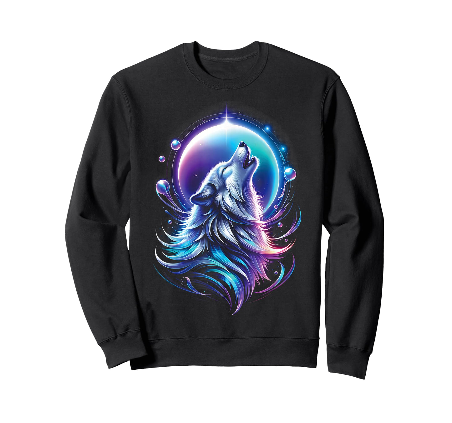 Wolf Forest Moon Vintage Cosmic Howling Wolf Lover Graphic T-Shirt