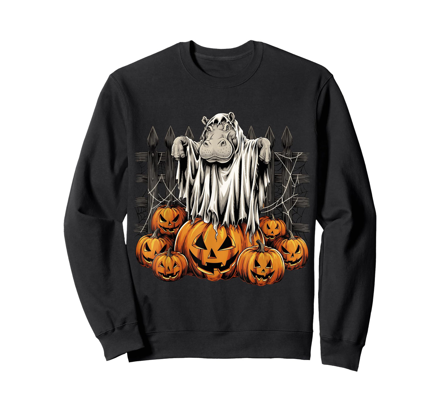 Halloween Hippo Ghost and Pumpkins Costume T-Shirt