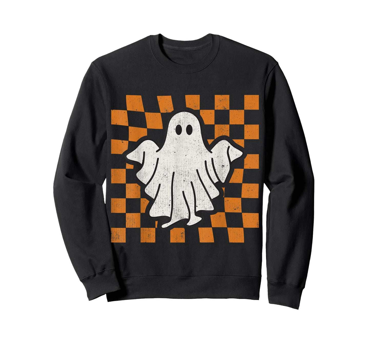 Retro Vintage Checkered Ghost Trendy Funny Halloween T-Shirt