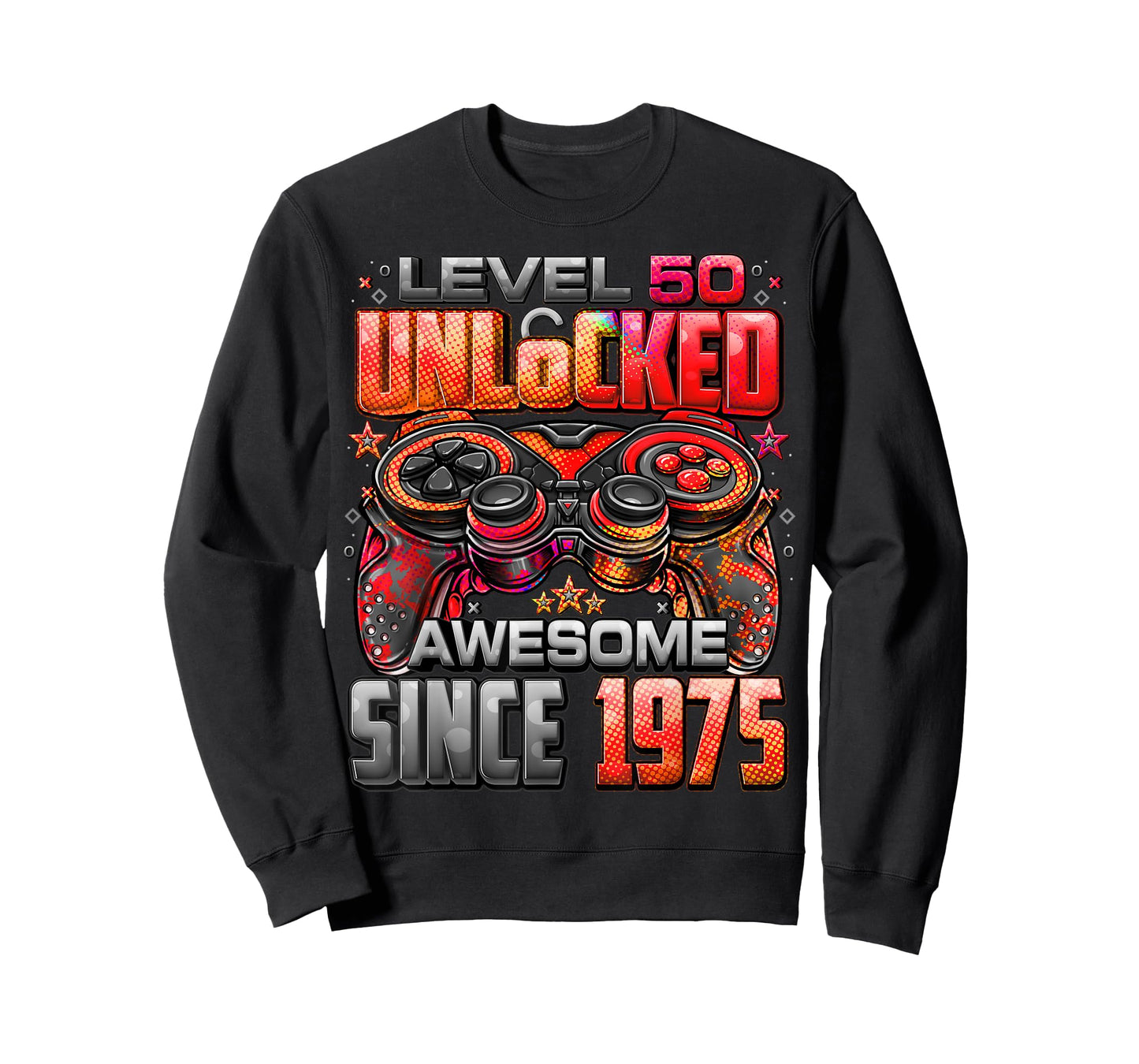Level 50 Unlocked Awesome Since 1975 50th Birthday Gaming T-Shirt