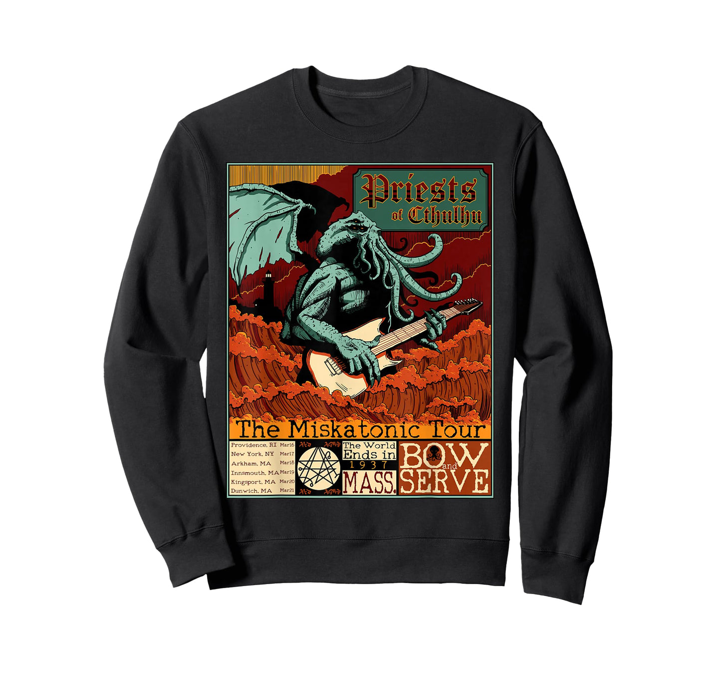 Miskatonic Cthulhu Great Rock Cosmic Horror Metal Concert T-Shirt