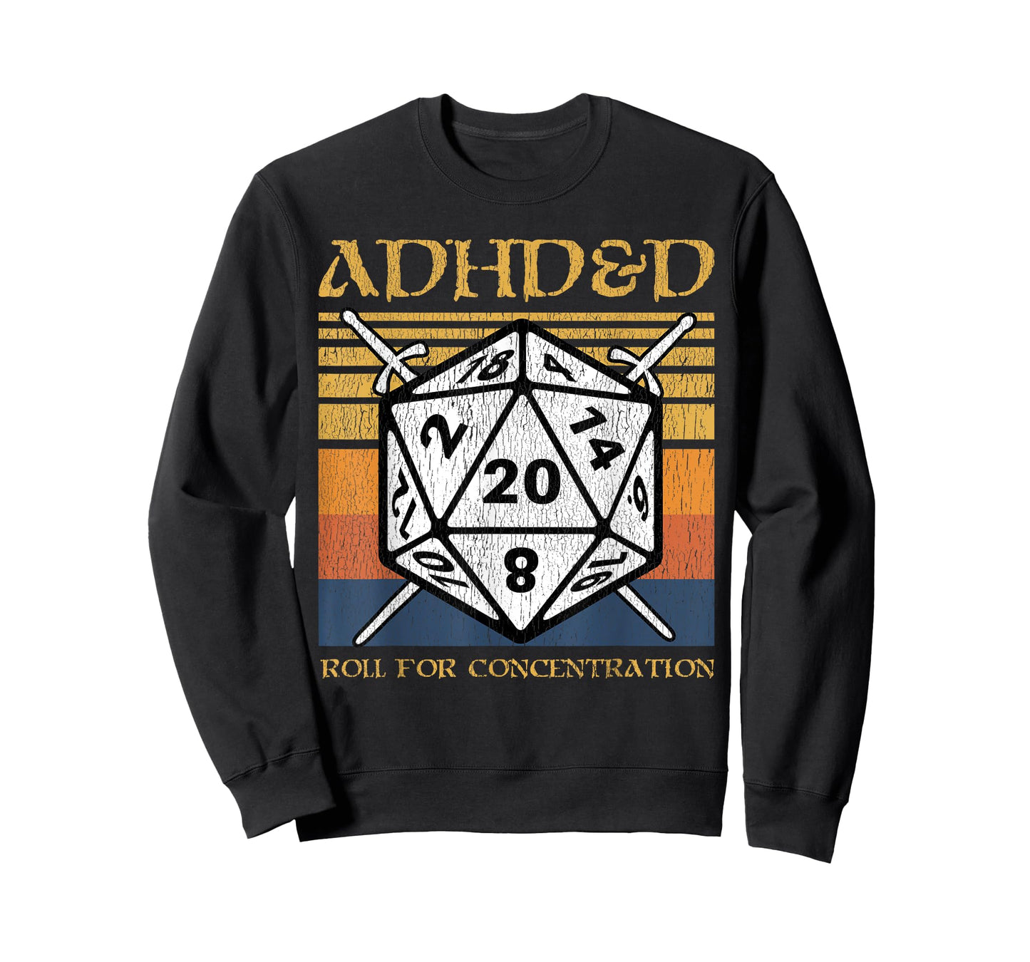 ADHD&D Roll For Concentration Retro Funny Table Top Gamer T-Shirt
