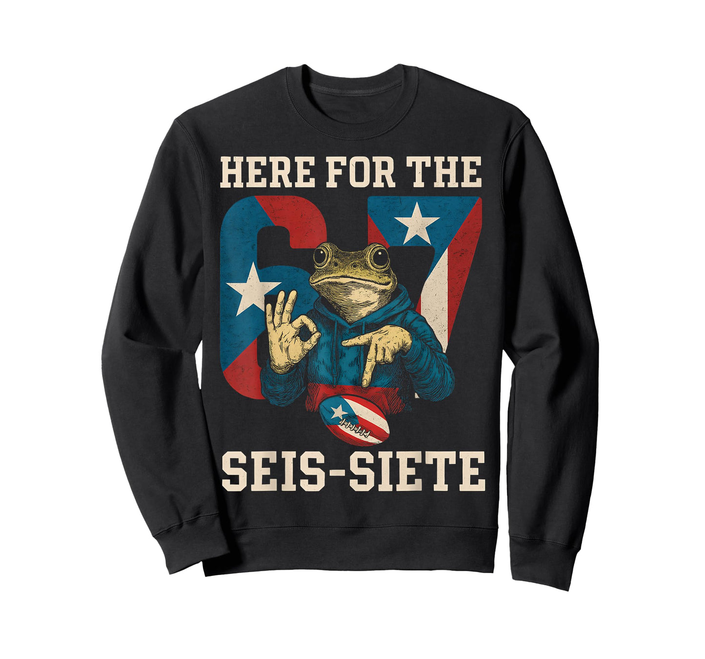 Here for The SEIS-Siete Football Game Day Puerto Rican Flag T-Shirt