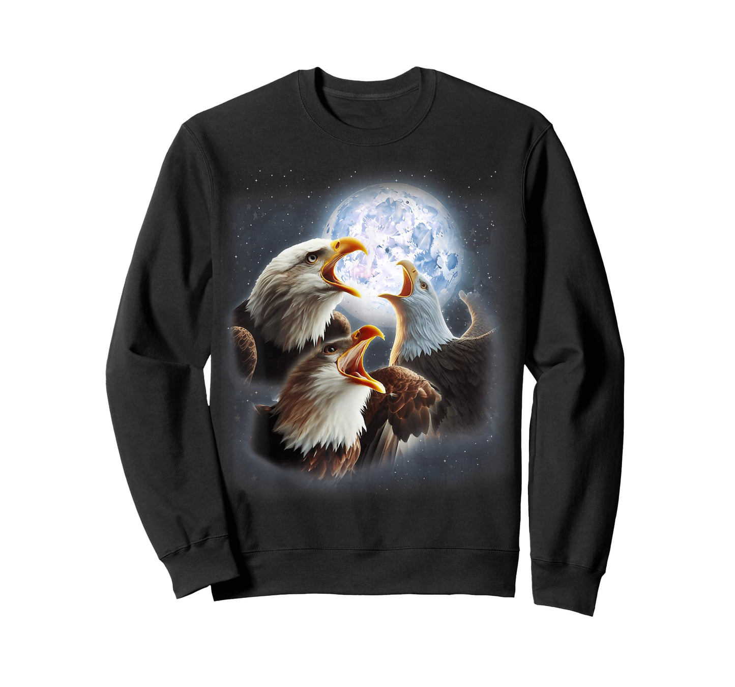 3 Eagles Howling At The Moon Funny Eagle Bird Lover Birder T-Shirt