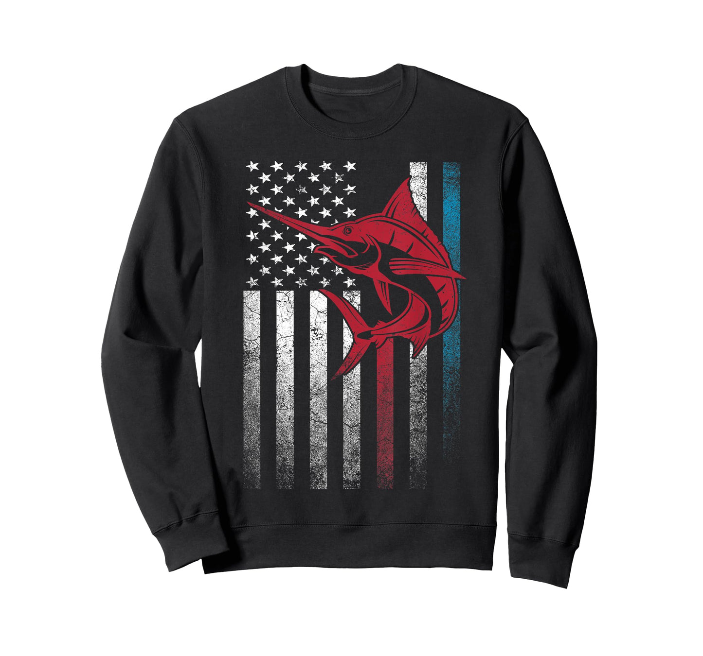 Fishing Marlin Swordfish Fish 4th of July American Flag USA T-Shirt