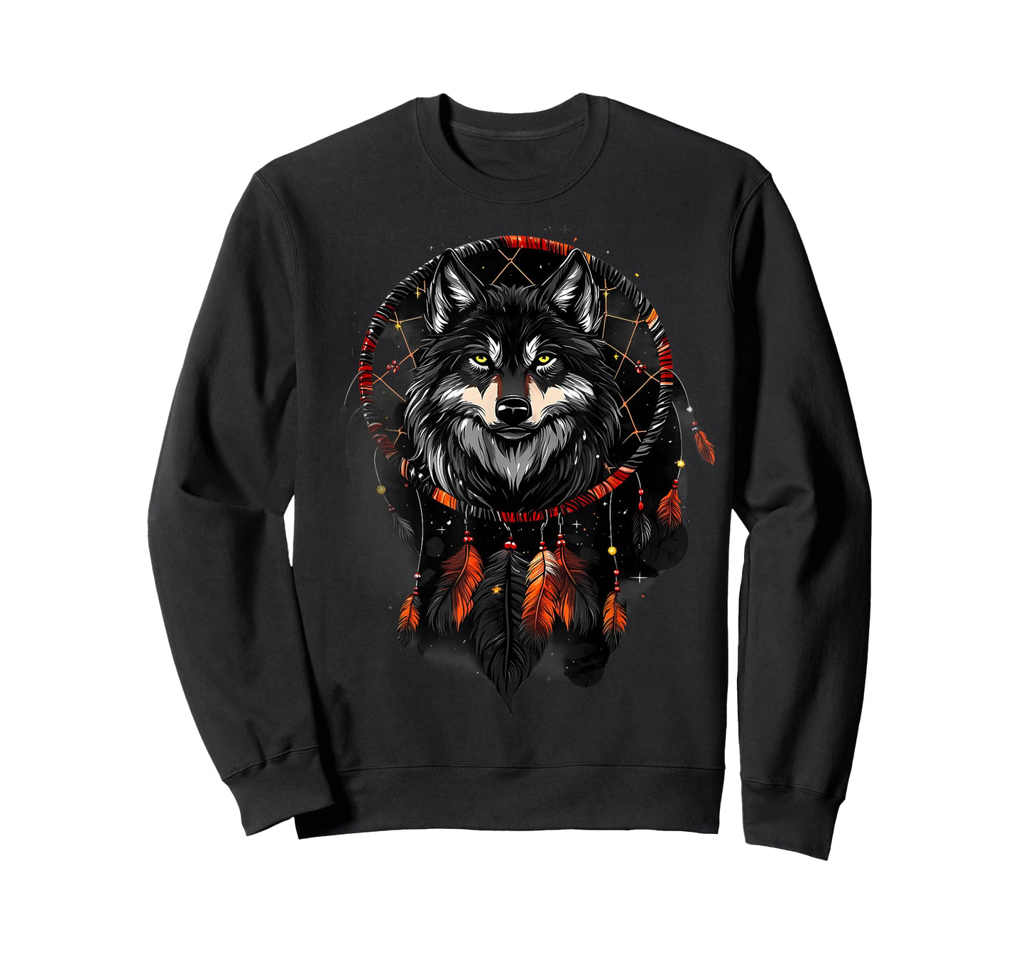 Wolf Native American Feather Headdress Dreamcatcher T-Shirt
