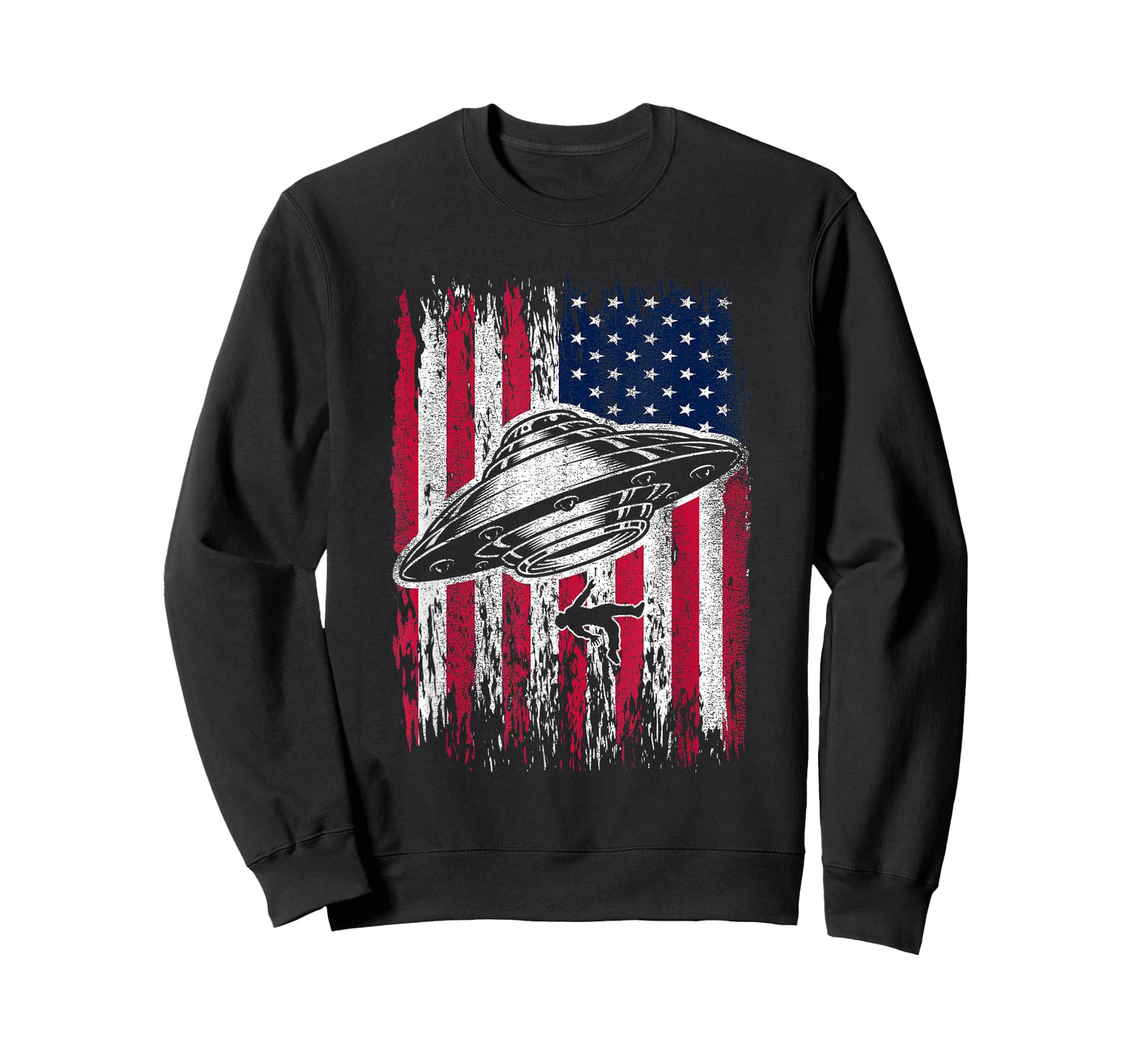 UFO Alien Abduction 4th Of July Gift USA Flag Alien T-Shirt