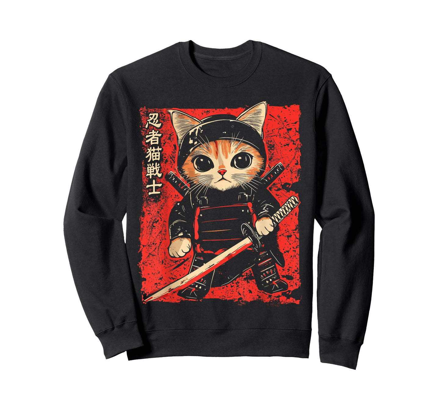 Japanese Samurai Cat Tattoo Kawaii Ninja Cat T-Shirt