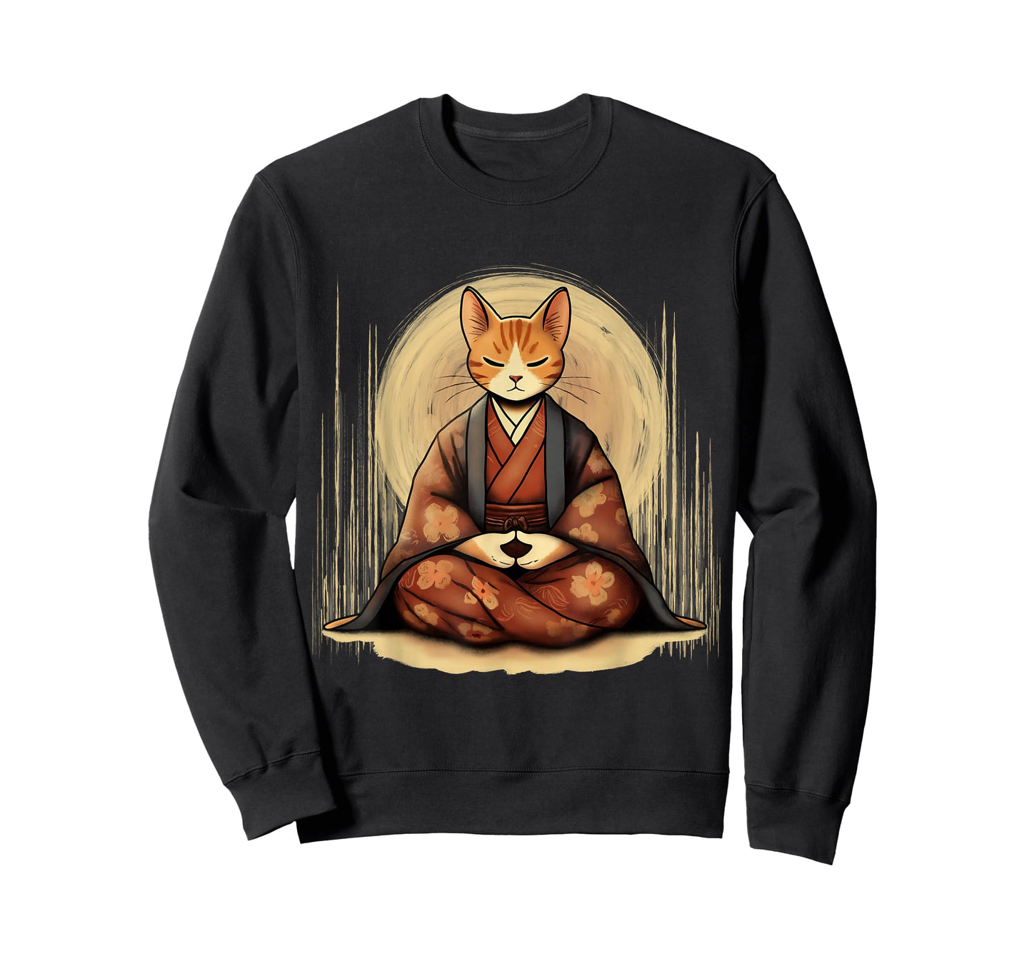 Meditating Samurai Cat in Kimono Men Women Kids T-Shirt