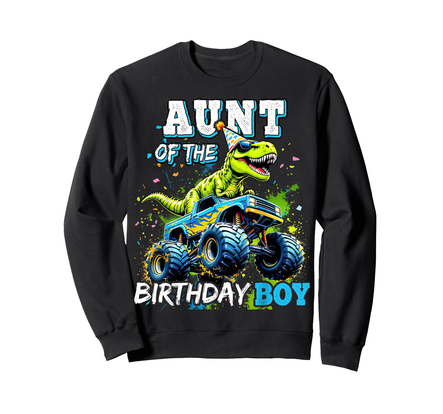Aunt of the Birthday Boy Monster Truck Dinosaur Party T Rex T-Shirt