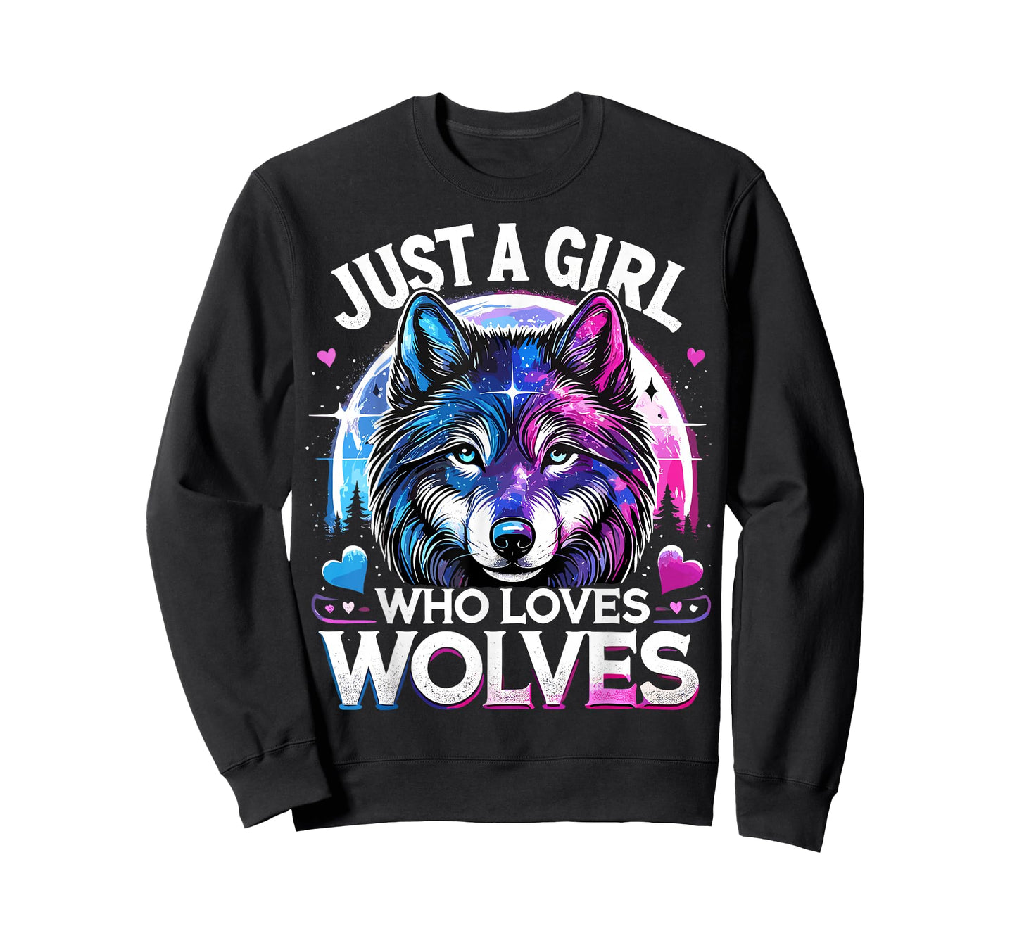 Just a Girl Who Loves Wolves Galaxy Space Funny Wolf T-Shirt