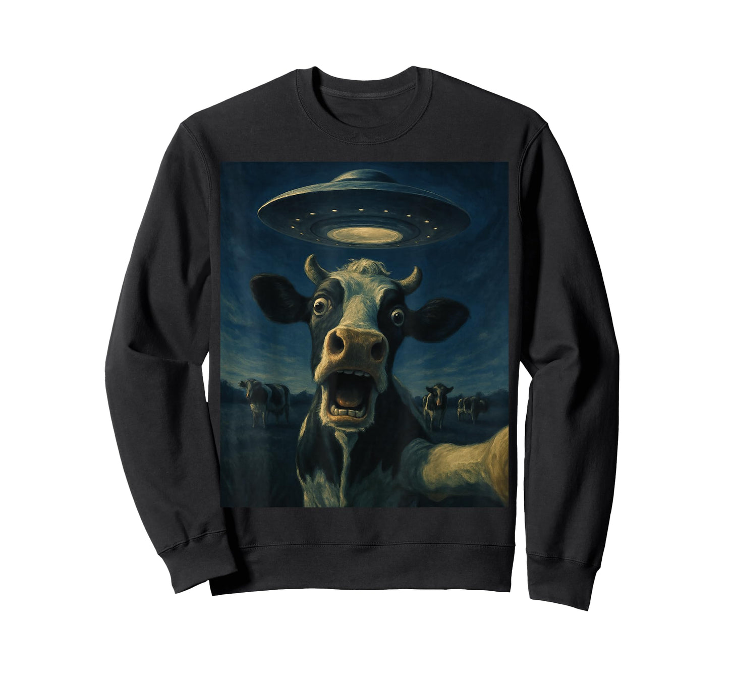 Funny Cow Selfie With Alien UFO Funny Cow For Men Women Kid T-Shirt
