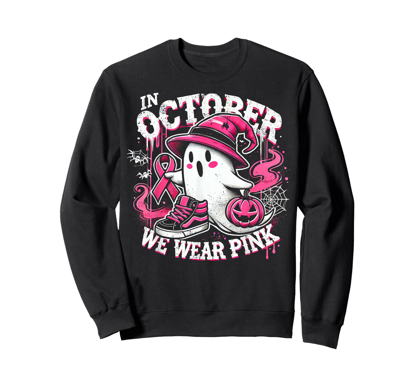 We Wear Pink in october Ghost Breast Cancer Awareness T-Shirt