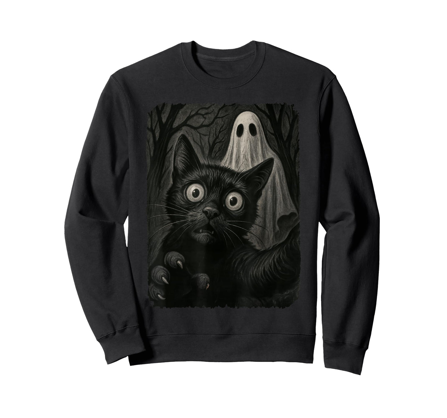 Funny Halloween Cat Selfie with Spooky Cat Ghost Lovers T-Shirt