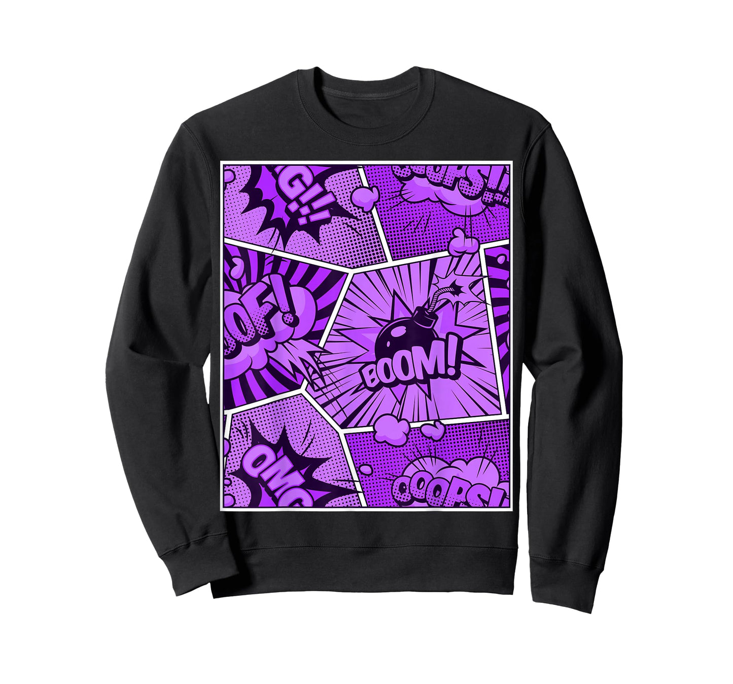 Purple Comic Book Purple Color Graphic T-Shirt