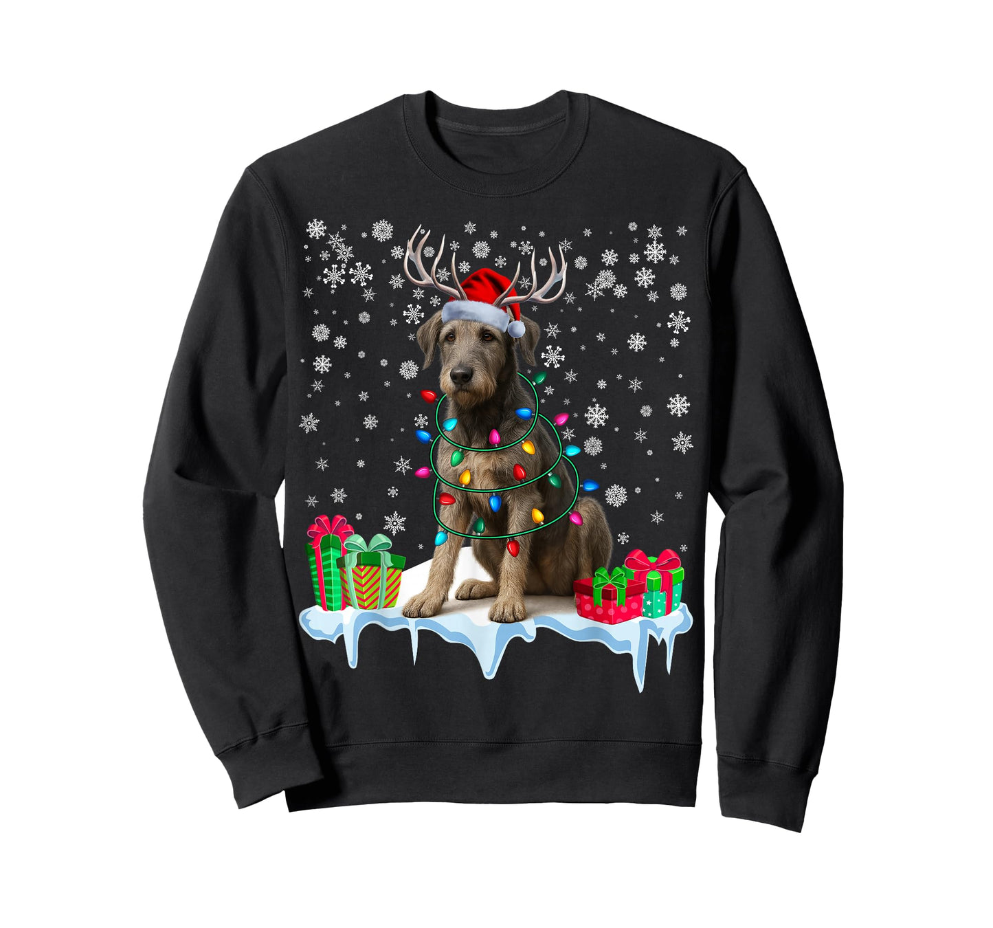 Irish Wolfhound Christmas Santa Hat Reindeer Pajama Dog Xmas T-Shirt