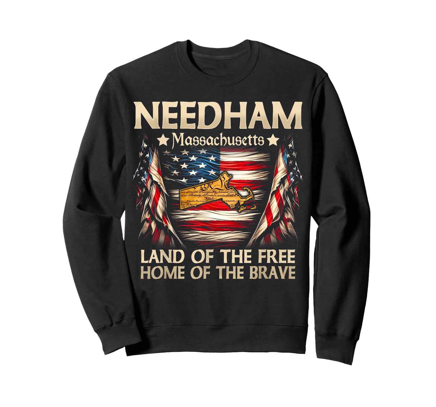 Needham Massachusetts USA Flag 4th Of July T-Shirt for Women Kids Men