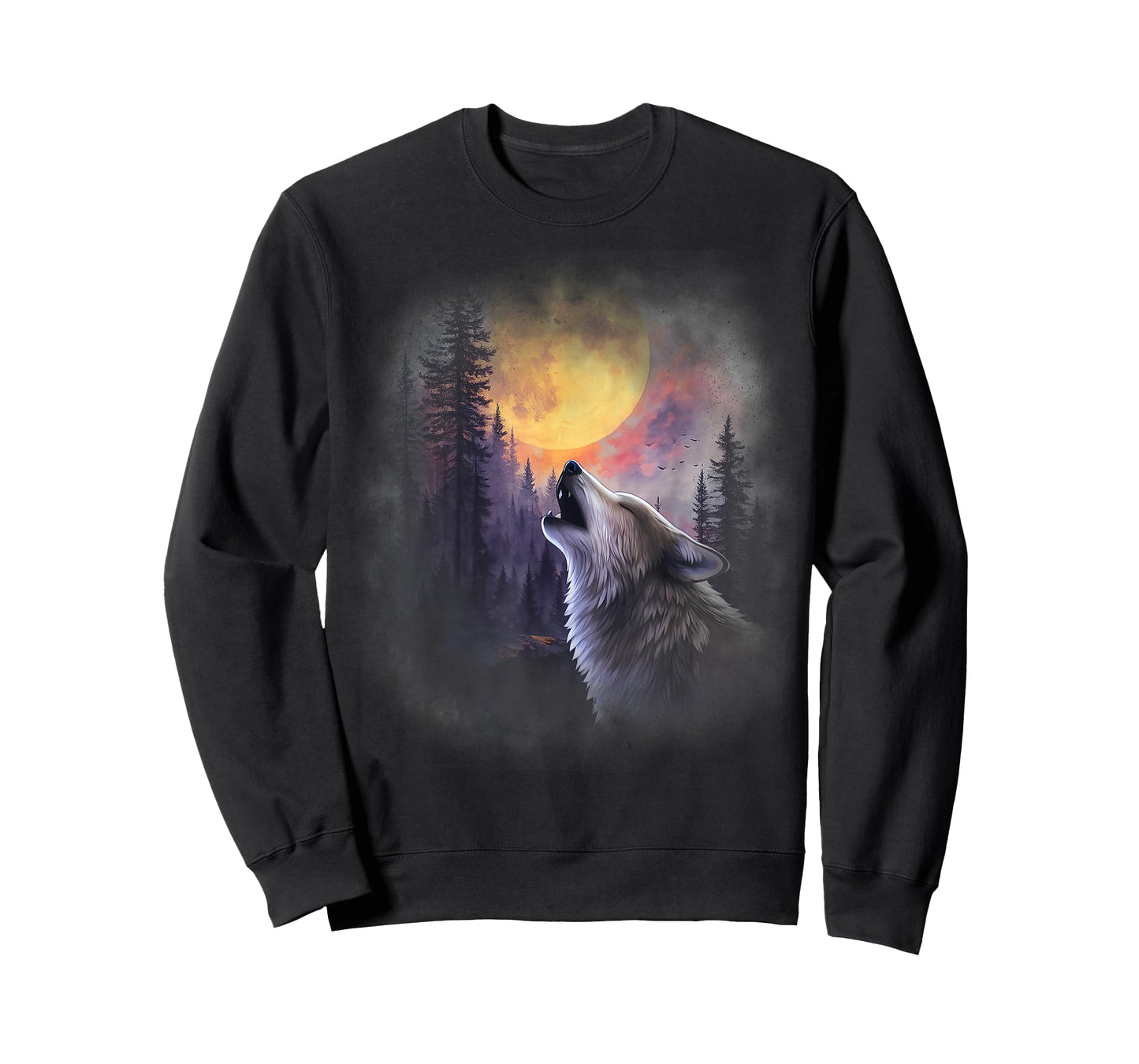 Wolf Howling Moon Forest Nature Wildlife Animal Lovers T-Shirt