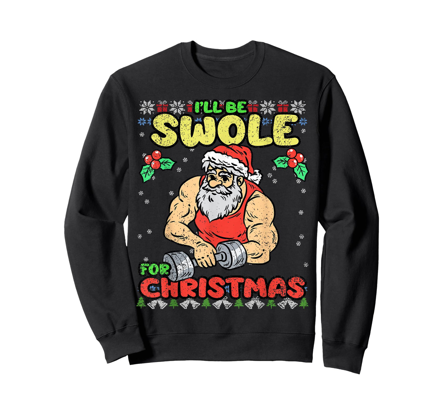 Swole Santa Christmas Pajama Funny X-Mas Gym Fitness Workout T-Shirt