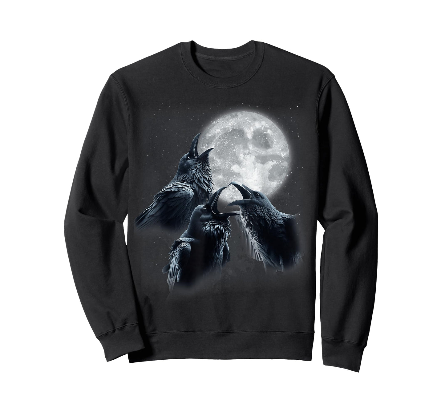 3 Black Raven Howling At The Moon Funny Crow Raven Bird Kids T-Shirt