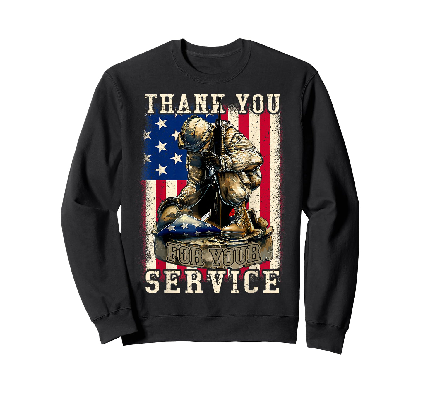 Thank You For Your Service Patriotic Veterans Day USA Flag Women Kids Men T-Shirt