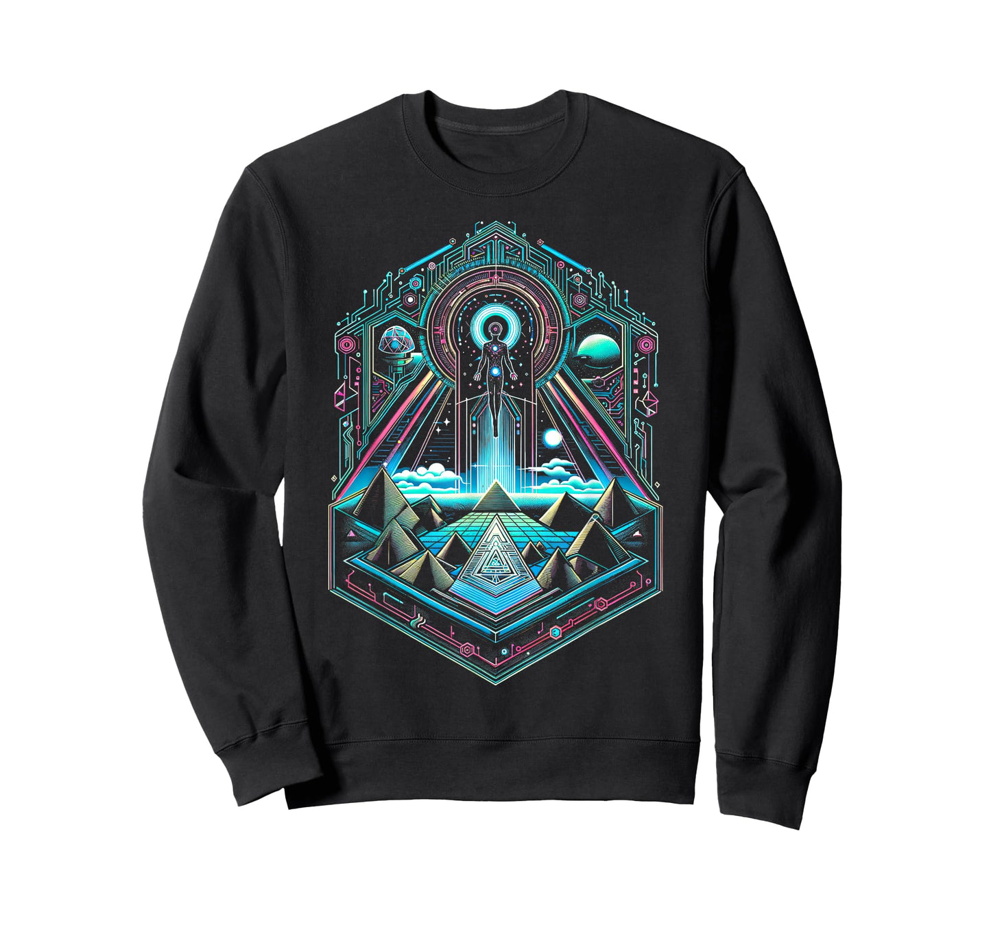 Geometric Sacred Pyramids and Alien Landscape T-Shirt