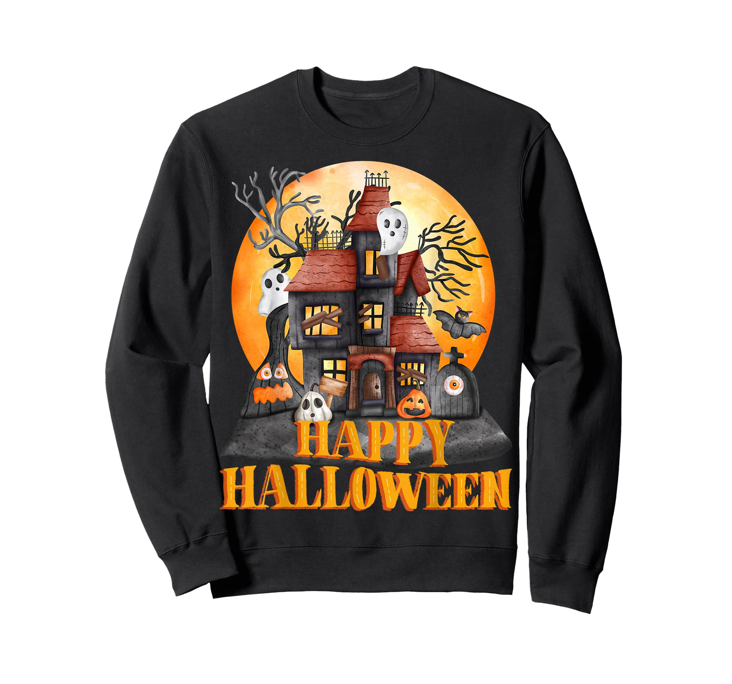 Fall season happy Halloween haunted houses spiders bats T-Shirt