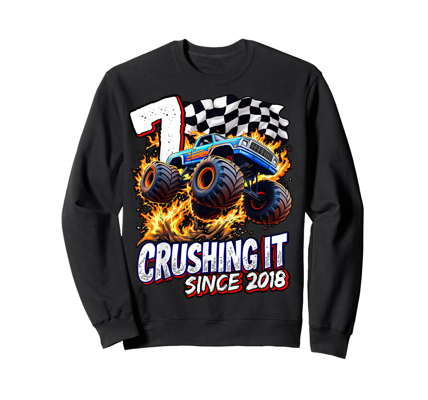 Birthday Monster Truck 7 year Old Boys 7th Party Born 2018 T-Shirt