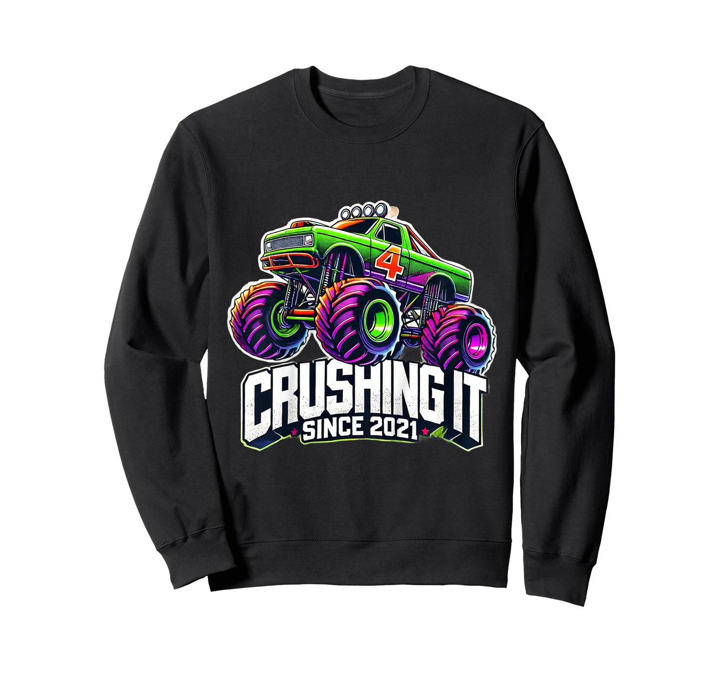 Kids Crushing It Since 2021 Colorful Monster Truck 4 years old T-Shirt