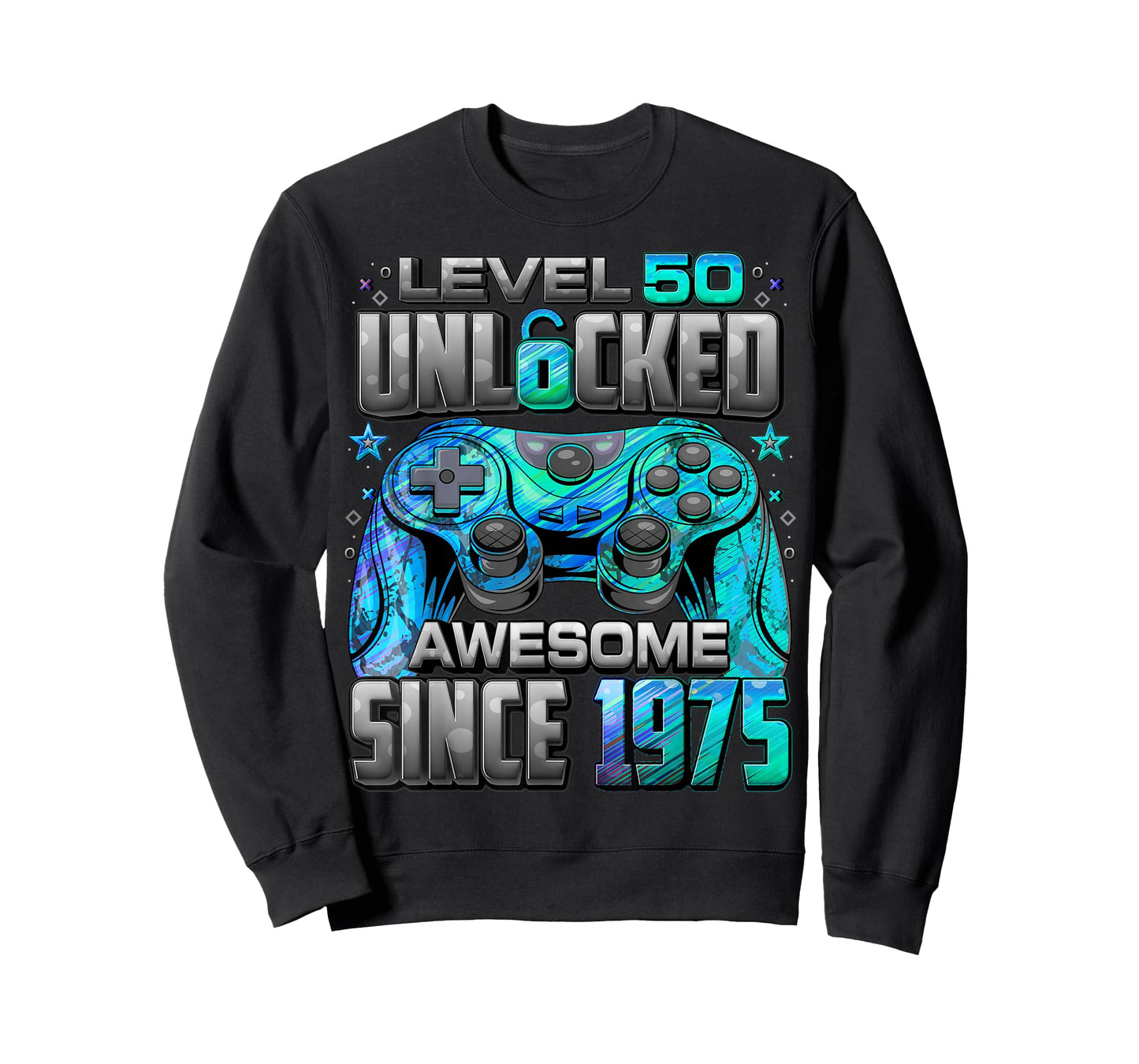Level 50 Unlocked Awesome Since 1975 50th Birthday Gaming T-Shirt