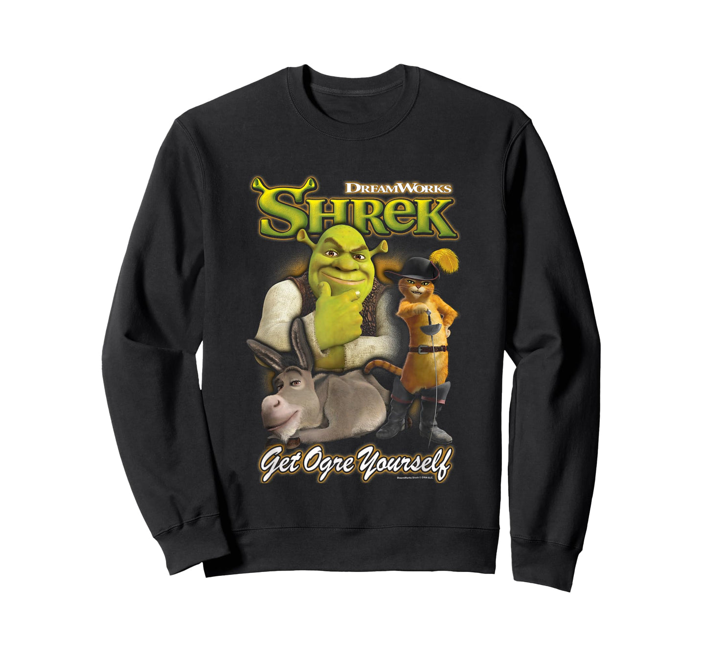 Shrek Get Ogre Yourself Donkey Shrek Puss in Boots 90's Logo T-Shirt