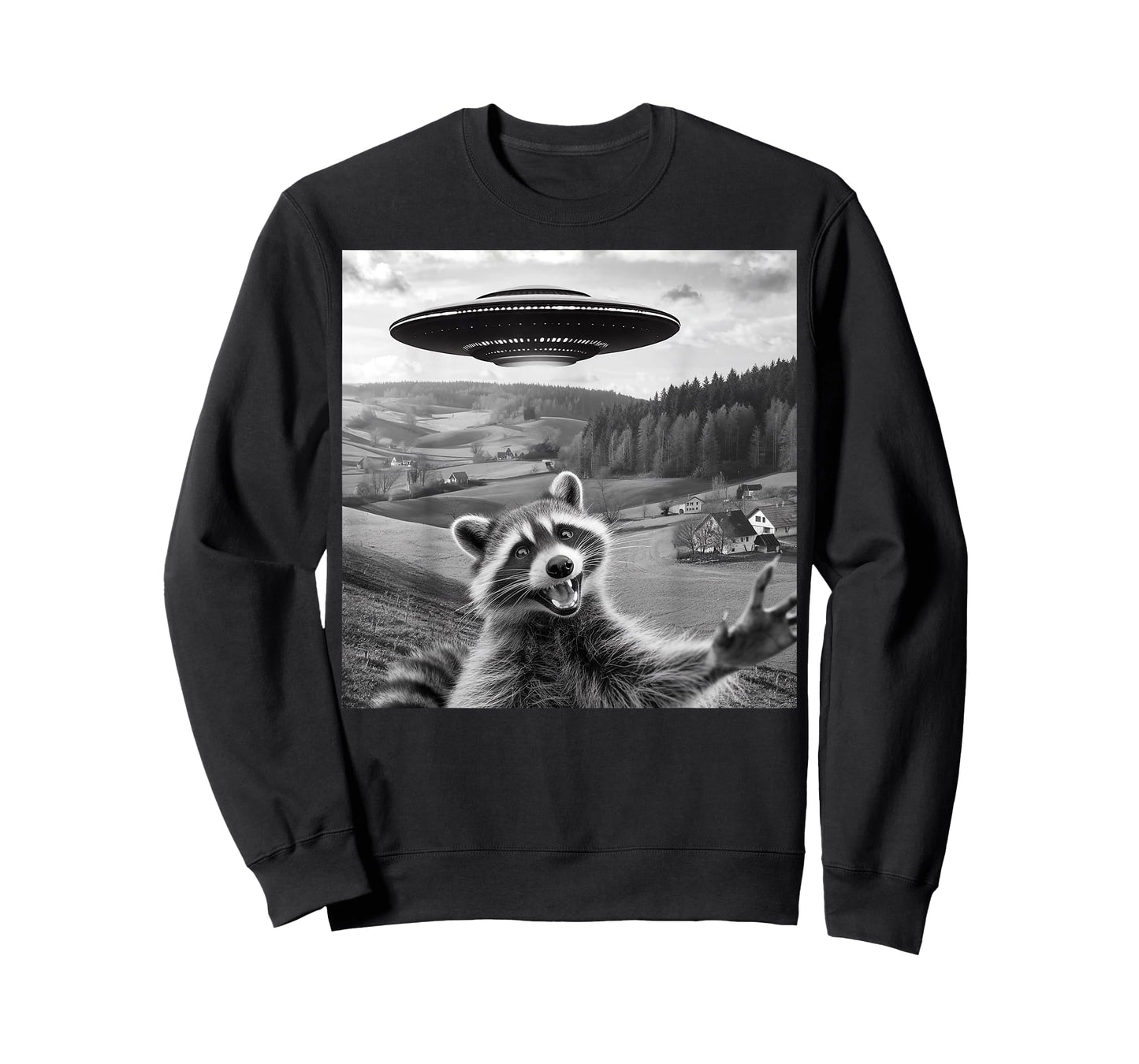 Raccoon Selfie With Alien UFO Funny Gifts For Men Women Kids T-Shirt