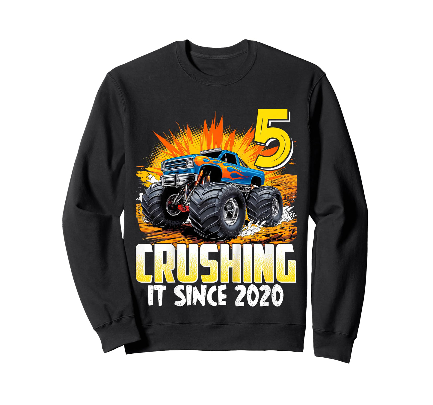 Kids Birthday Monster Truck 5 Year Old Boys 5th Party Born 2020 T-Shirt