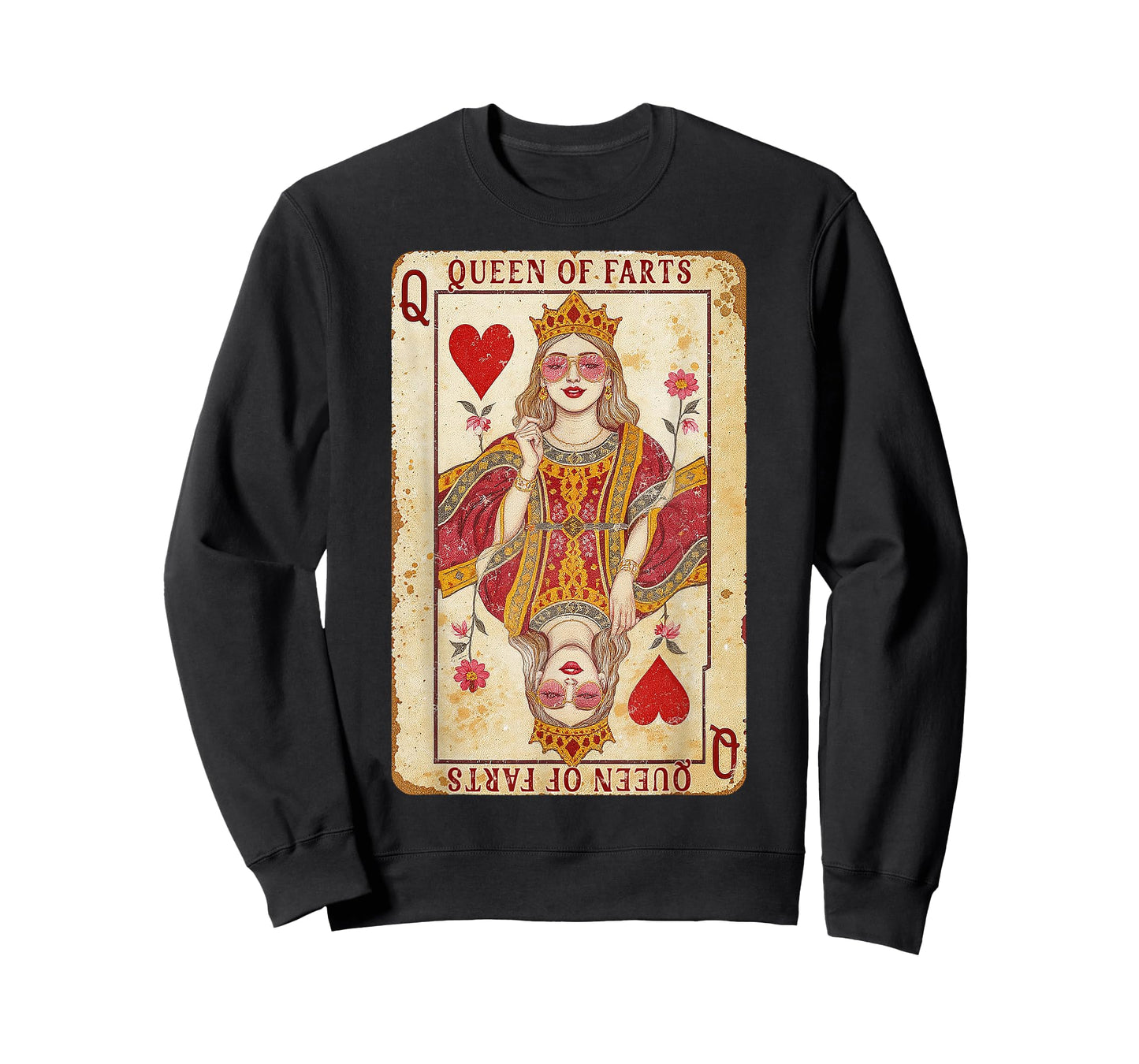 Retro Card Queen of Farts Funny Novelty Fart Queen Sarcastic T-Shirt