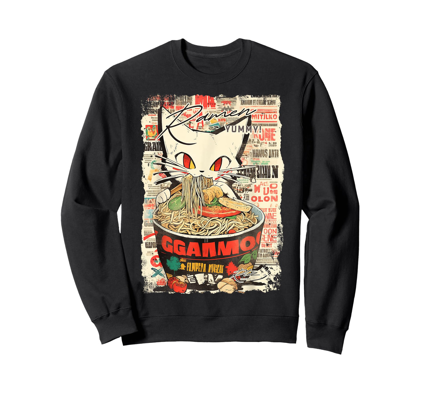 Ramen Noodles Cat Japan Y2K Kawaii Retro Cats Manga Anime T-Shirt