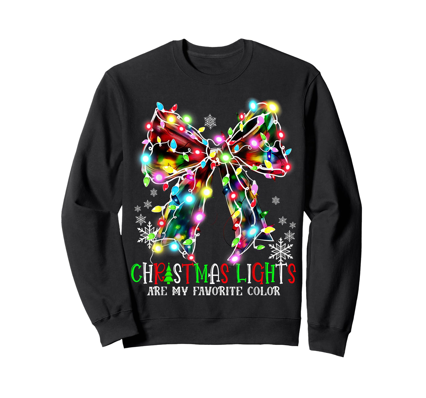 Christmas Lights Are My Favorite Color Coquette Bow Pajamas T-Shirt