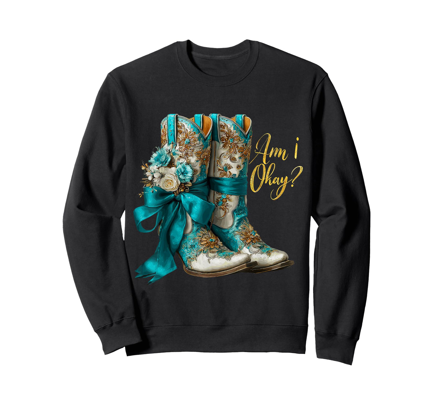 Am I Okay Boot Western Texas Cowgirl Coquette Bow Women Girl T-Shirt