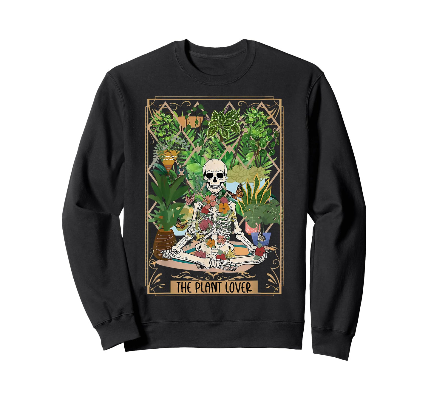 The Plant Lover Tarot Card Skeleton Spooky Season Halloween T-Shirt