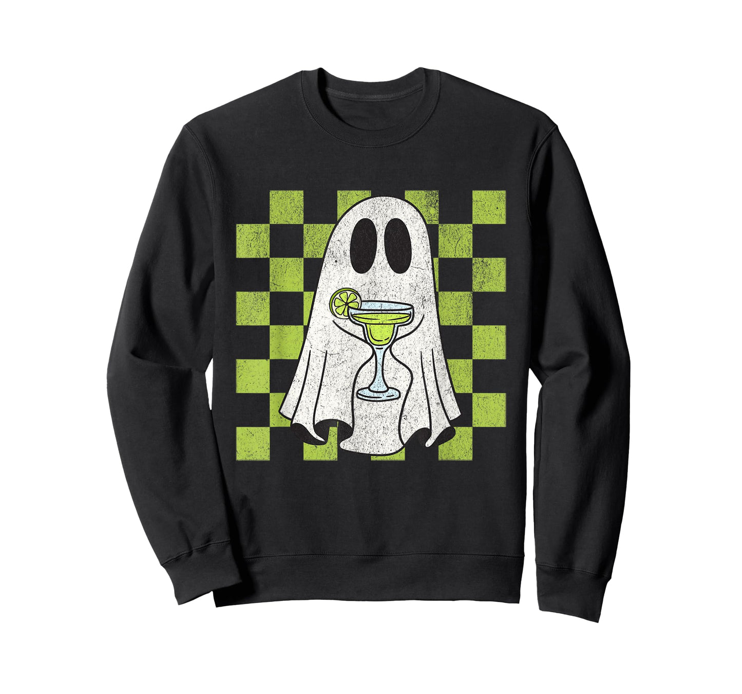 Retro Halloween Ghost Drinking Margarita Spooky Season Gift T-Shirt