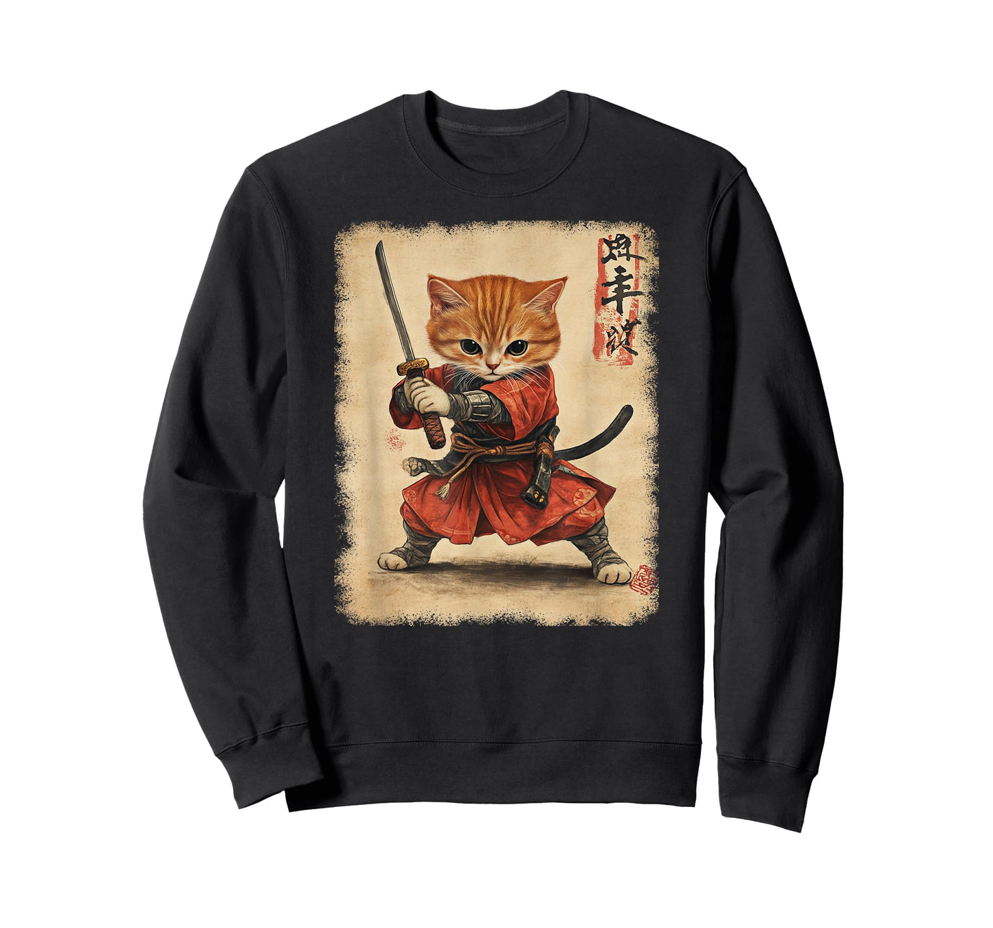 Japanese Samurai Kitten Kawaii Ninja Cat T-Shirt