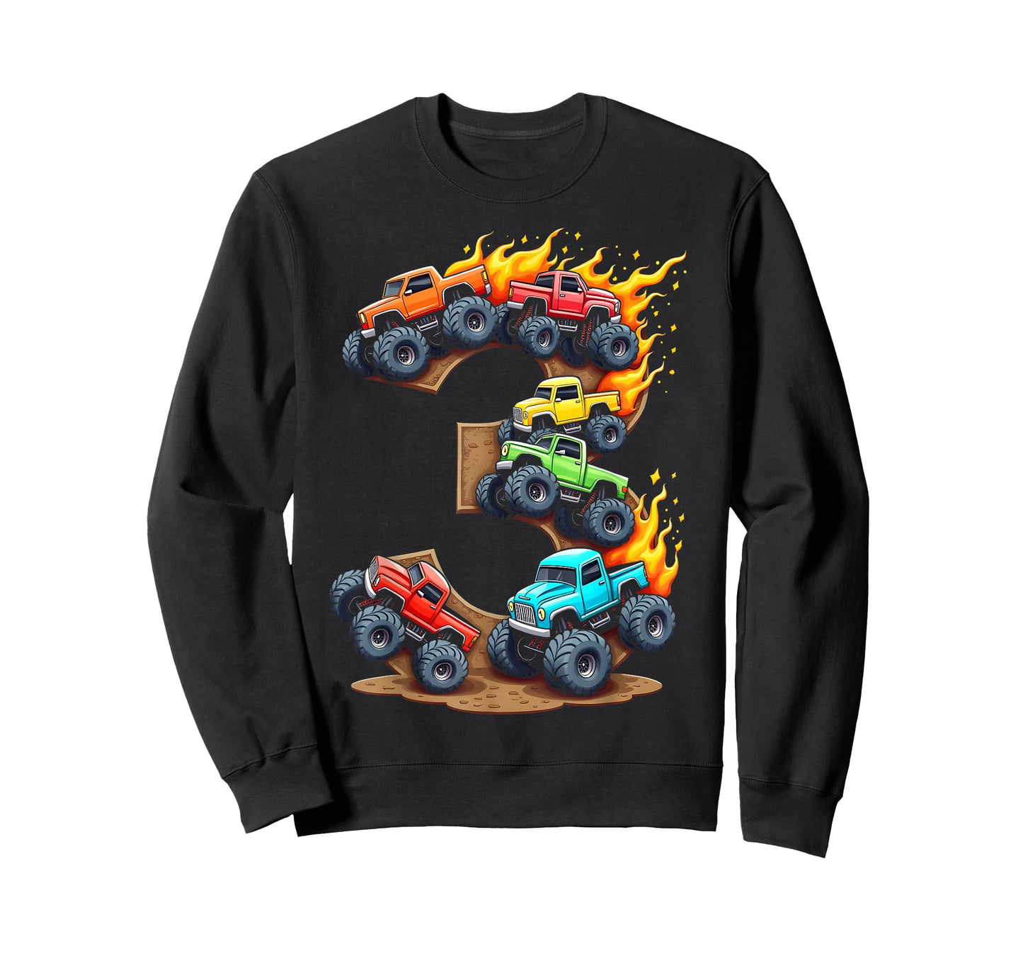 3 Year Old Monster Truck Boy Toddler 3rd Birthday Party T-Shirt