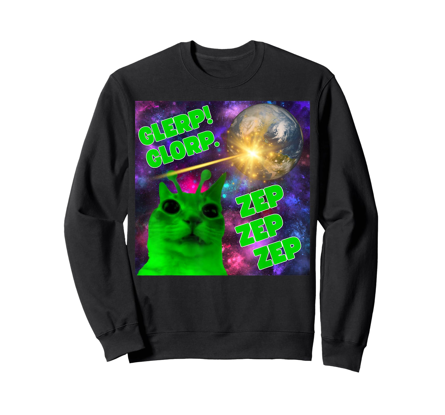 Glerp Glorp Zep Zep Cat Silly Alien Meme Cat Meme Brainrot T-Shirt for Men Women Kids