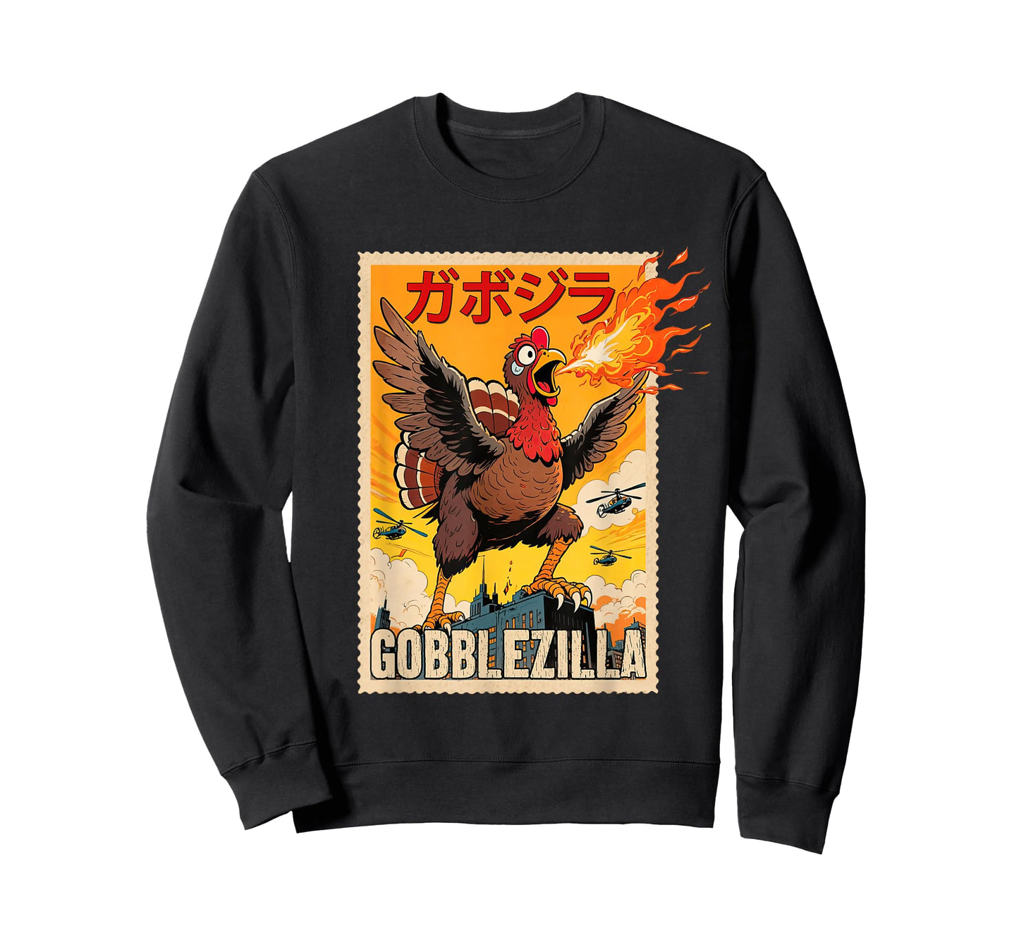Gobblezilla Thanksgiving Turkey Gobble Japanese Anime Autumn T-Shirt