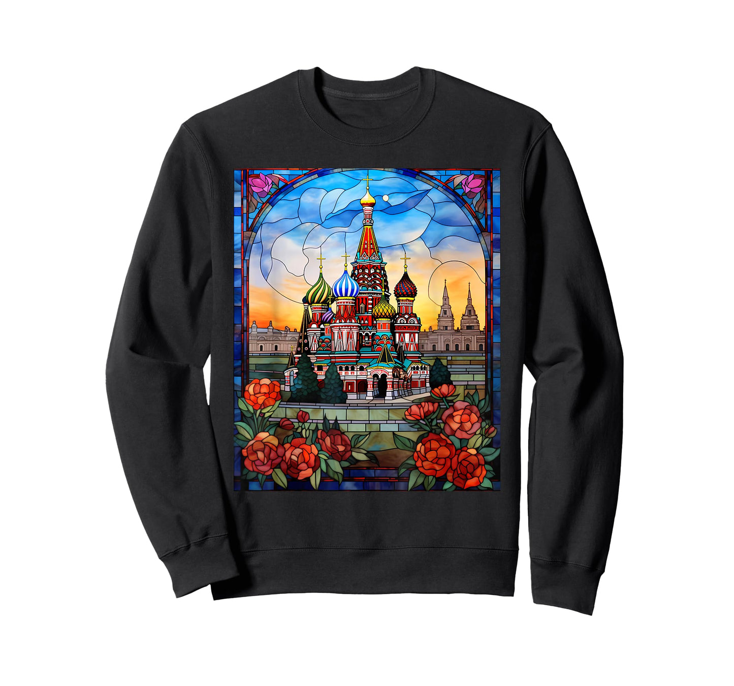Stained Glass Style Red Square Moscow Russia T-Shirt