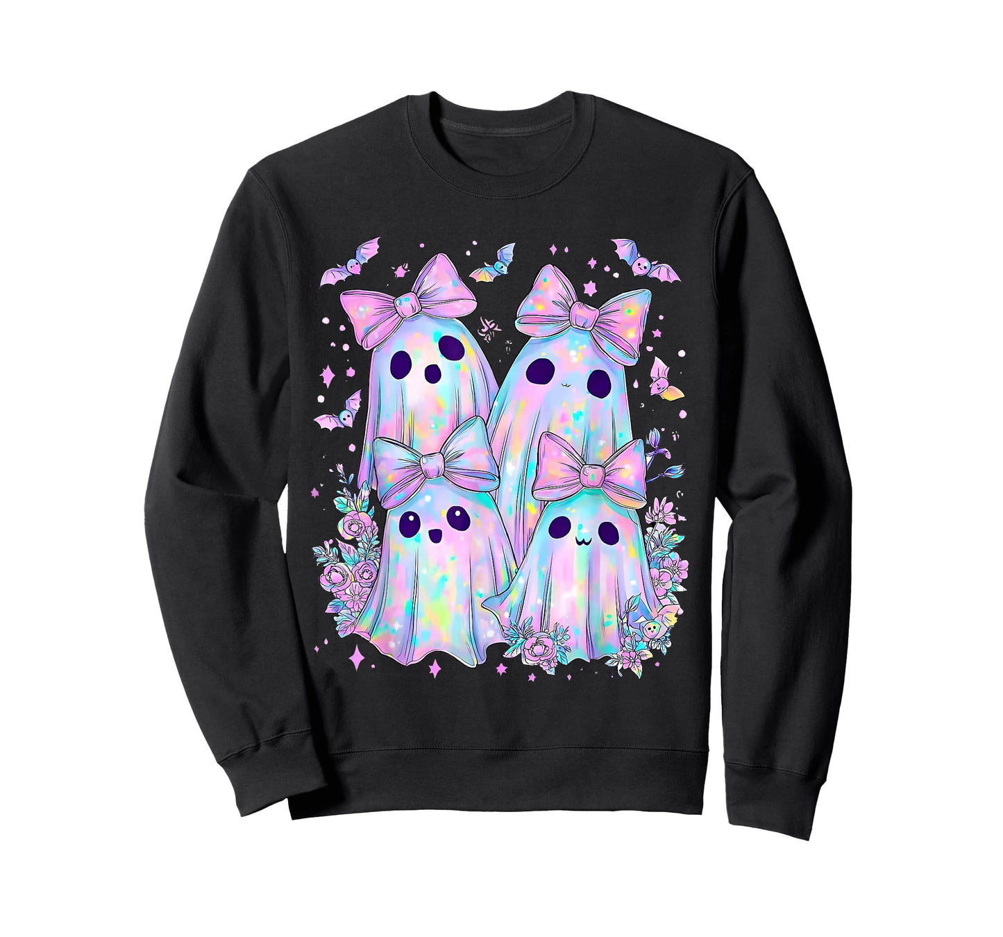 Halloween Funny Ghost Coquette Bow Spooky Season Wildflower T-Shirt