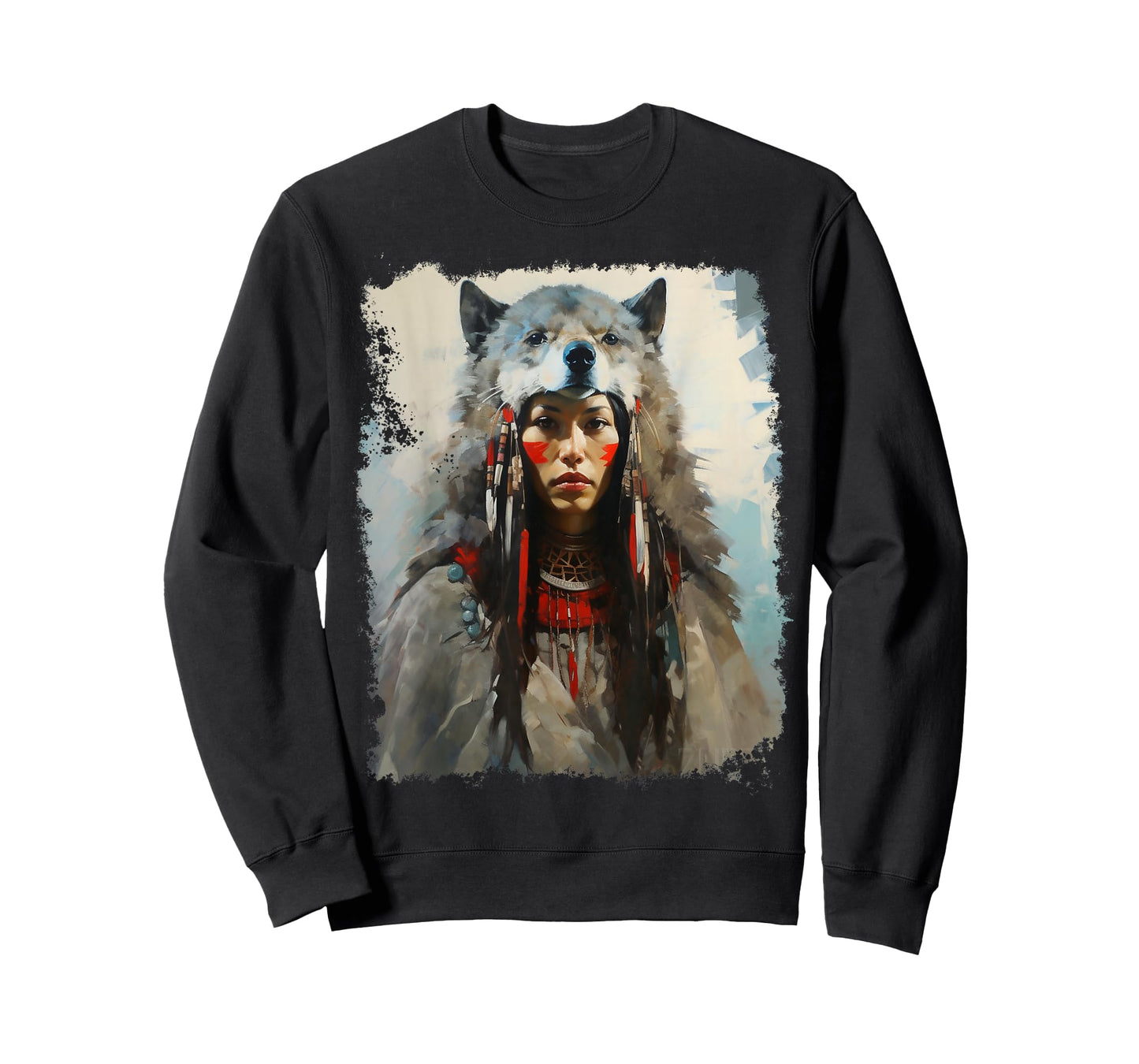 Native Indian Woman Tribe Wolf T-Shirt