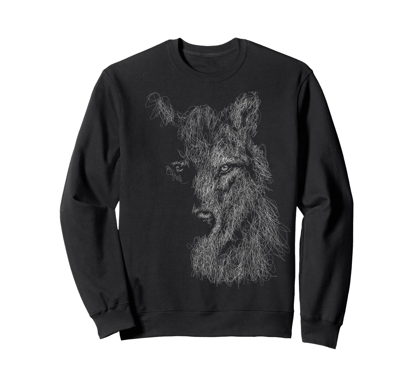 wolf scribble head art Face sketch for lover wolves wildlife T-Shirt
