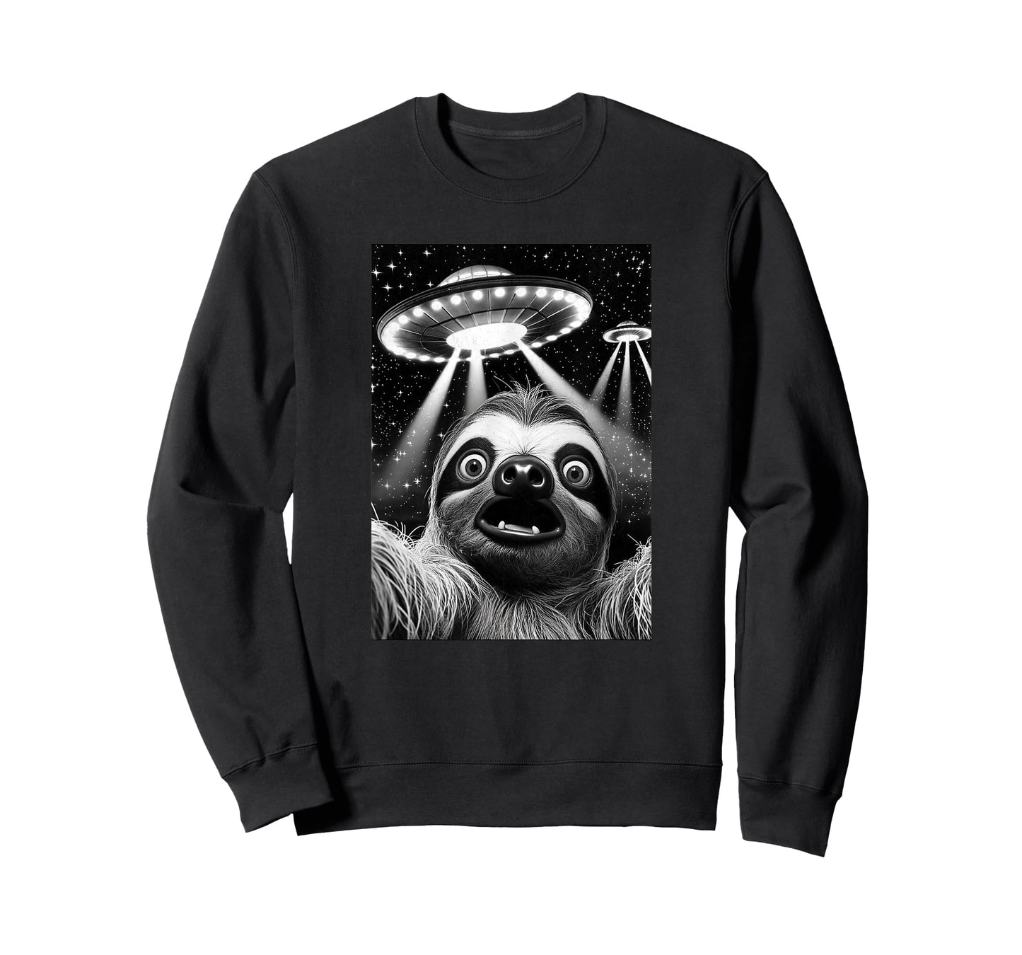Sloth UFO | Funny Invasion Meme Retro Alien Sloth UFO Selfie T-Shirt