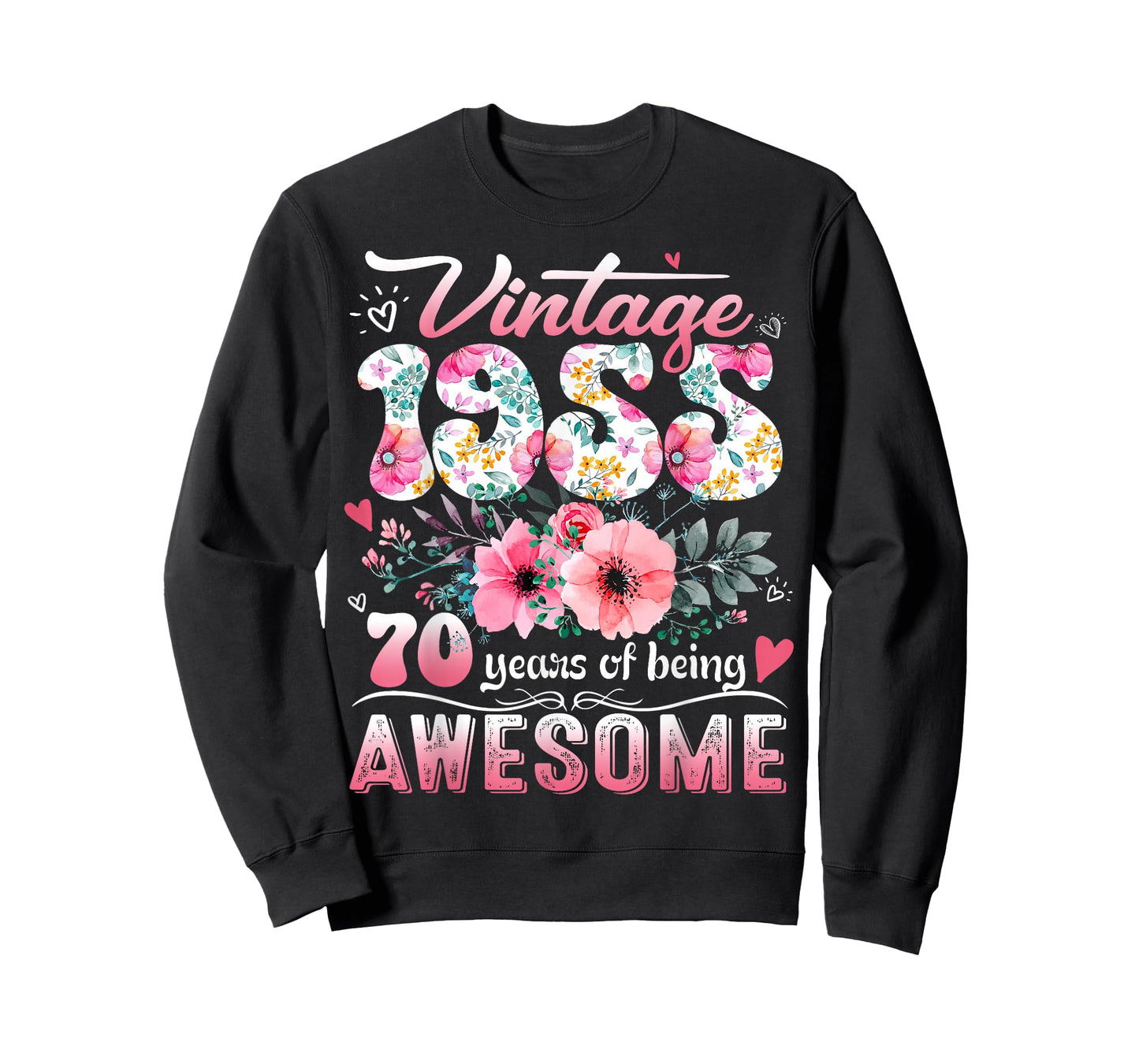 Vintage 1955 Floral 70 Years Old 70th Birthday Party Costume T-Shirt
