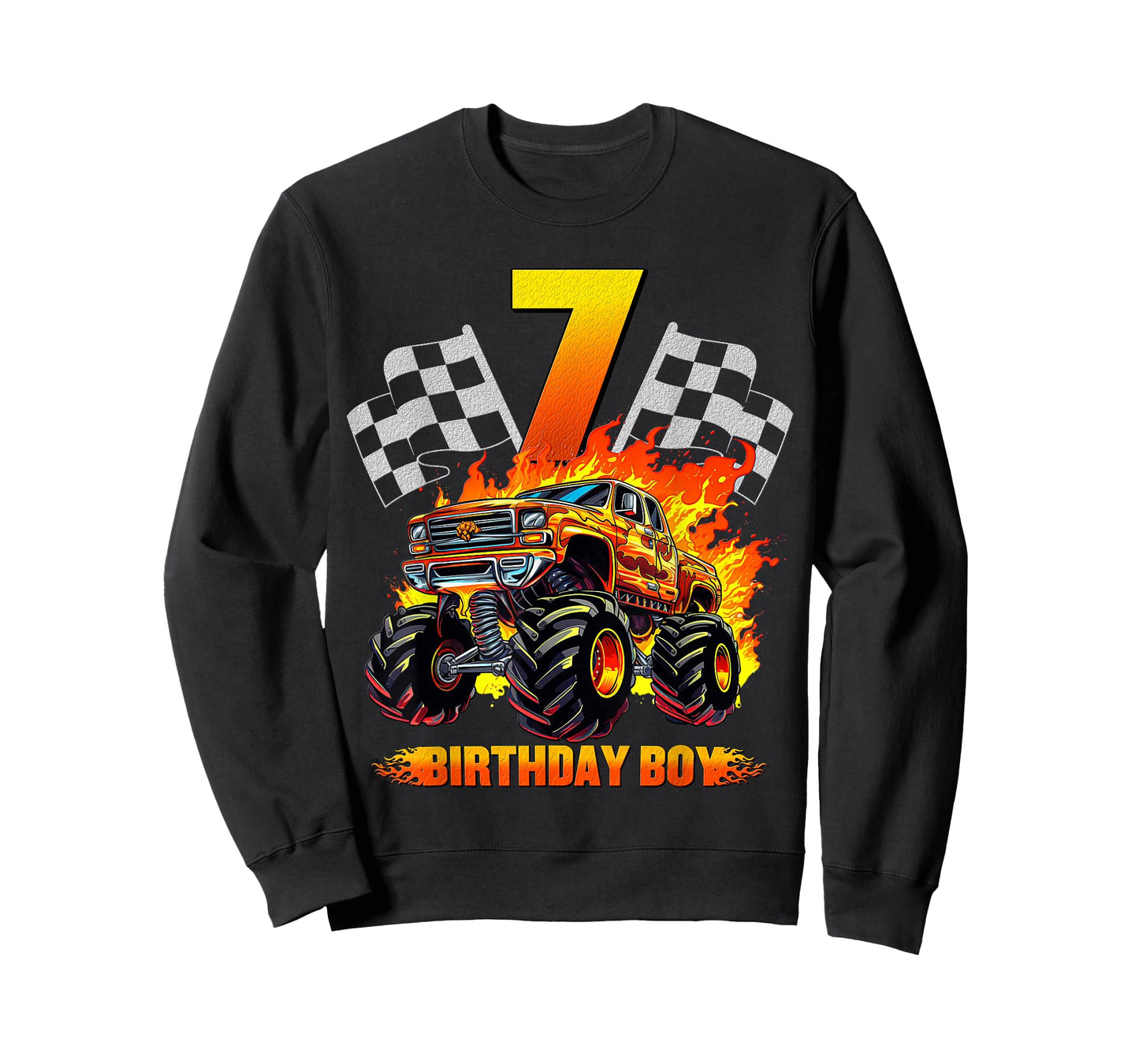 7 Year Old Birthday Monster Truck 7th Birthday Boy Kids T-Shirt